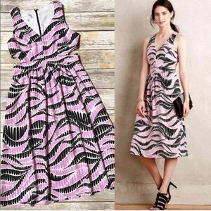 Anthropologie Donna Morgan Dagny Pink Black Cutout Sleeveless Midi Dress Size 10